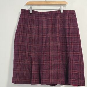 Vintage Jeremy Scott Braemar Petites Burgundy Plaid A-Line  Pleated Mini Skirt